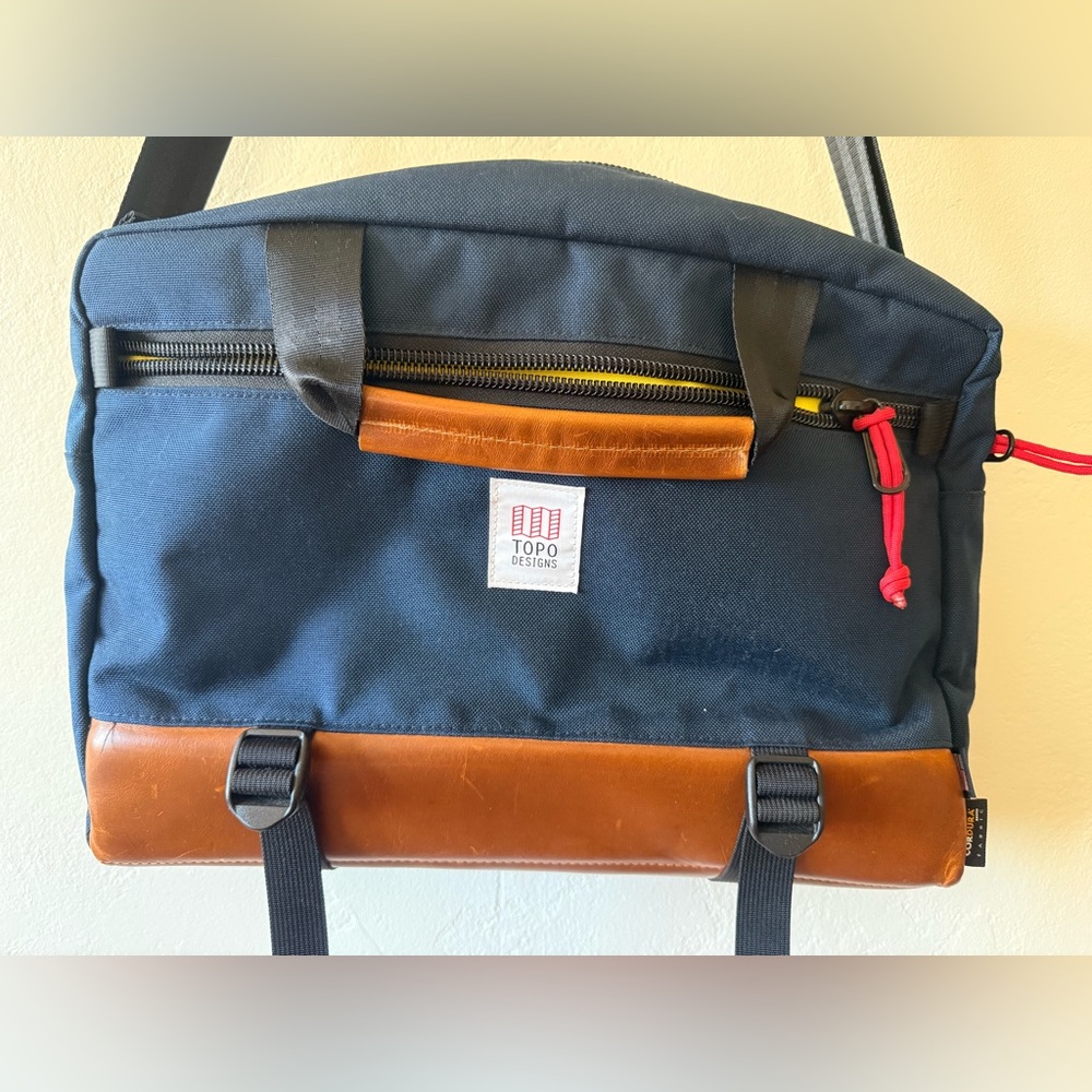 Topo Designs Commuter Briefcase - Navy/Brown Leather - Picture 4 of 10